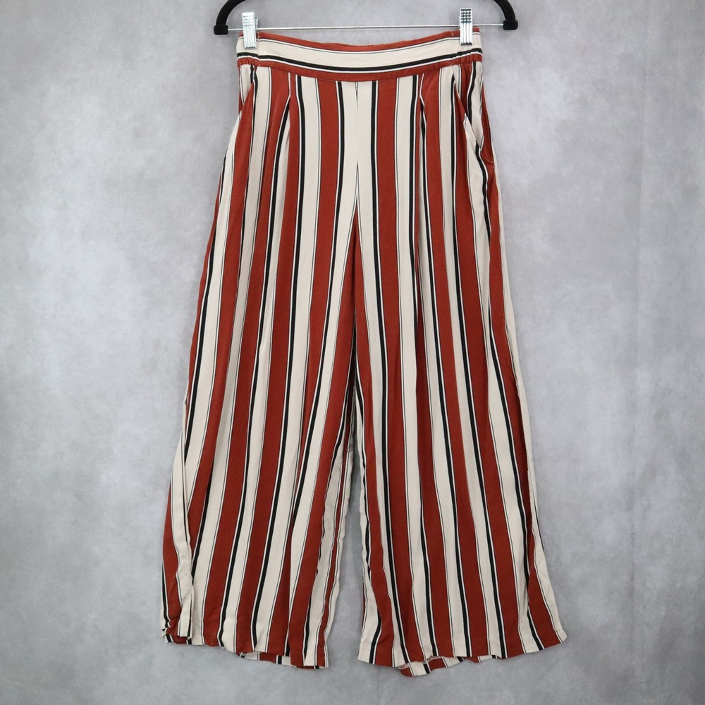 H&M Blown Striped Palazzo Wide Leg Boho Harem Trouser‎ Pull On Pants Small 6